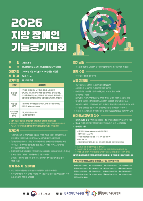 지방장애인기능경기대회 24일 개막…전국 17개 시·도서 2766명 참가 이미지
